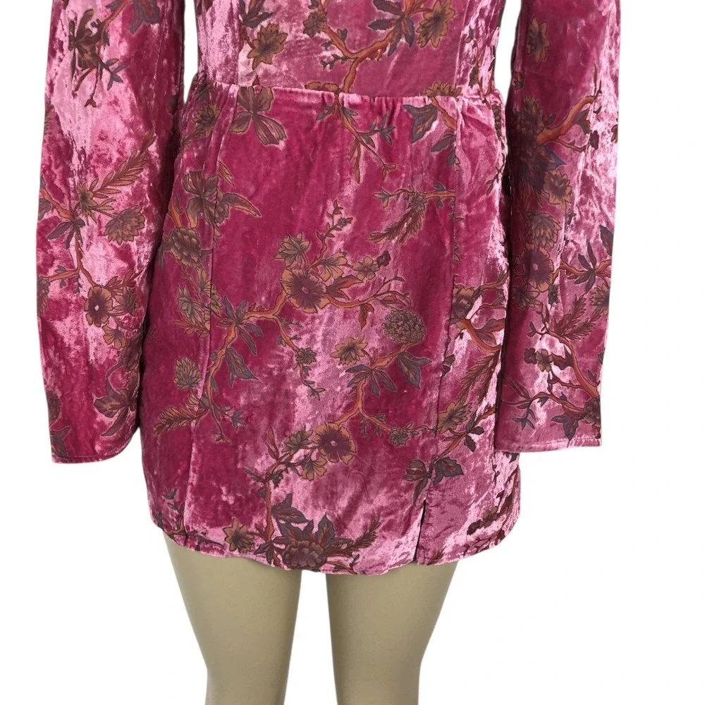 NWT Lulus Pink Floral Velvet‎ Burnout Bustier Mini Dress Size S Y2K Party Club
